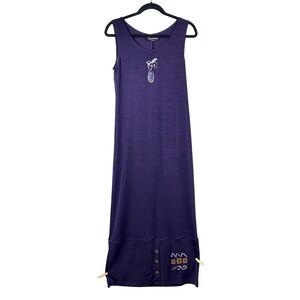 Carol Anderson Slinky Acetate Maxi Dress Sz Medium Sleeveless Artsy Purple USA
